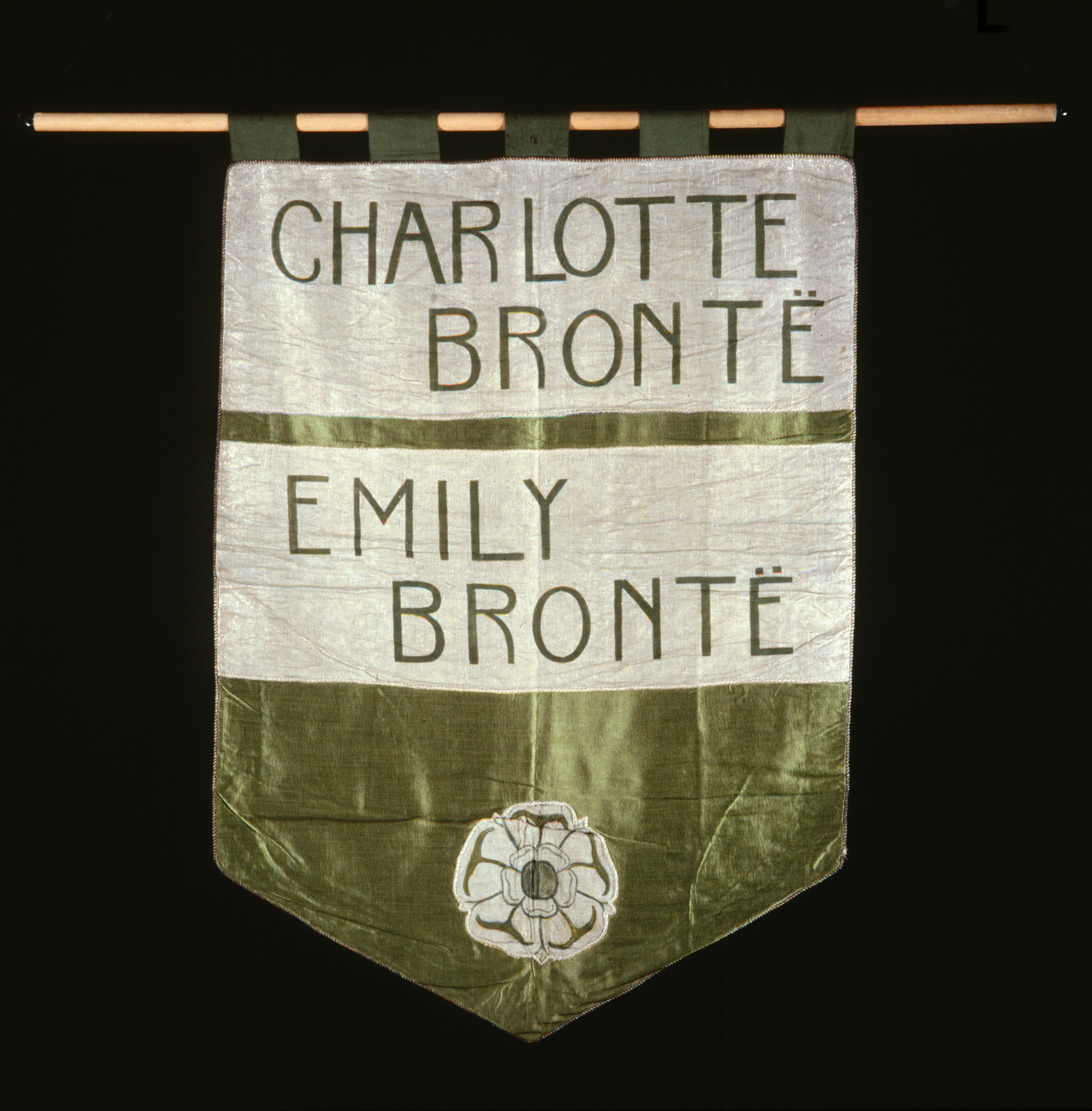 Suffrage banner, Charlotte Bronte and Emily Bronte. 1908. F07E