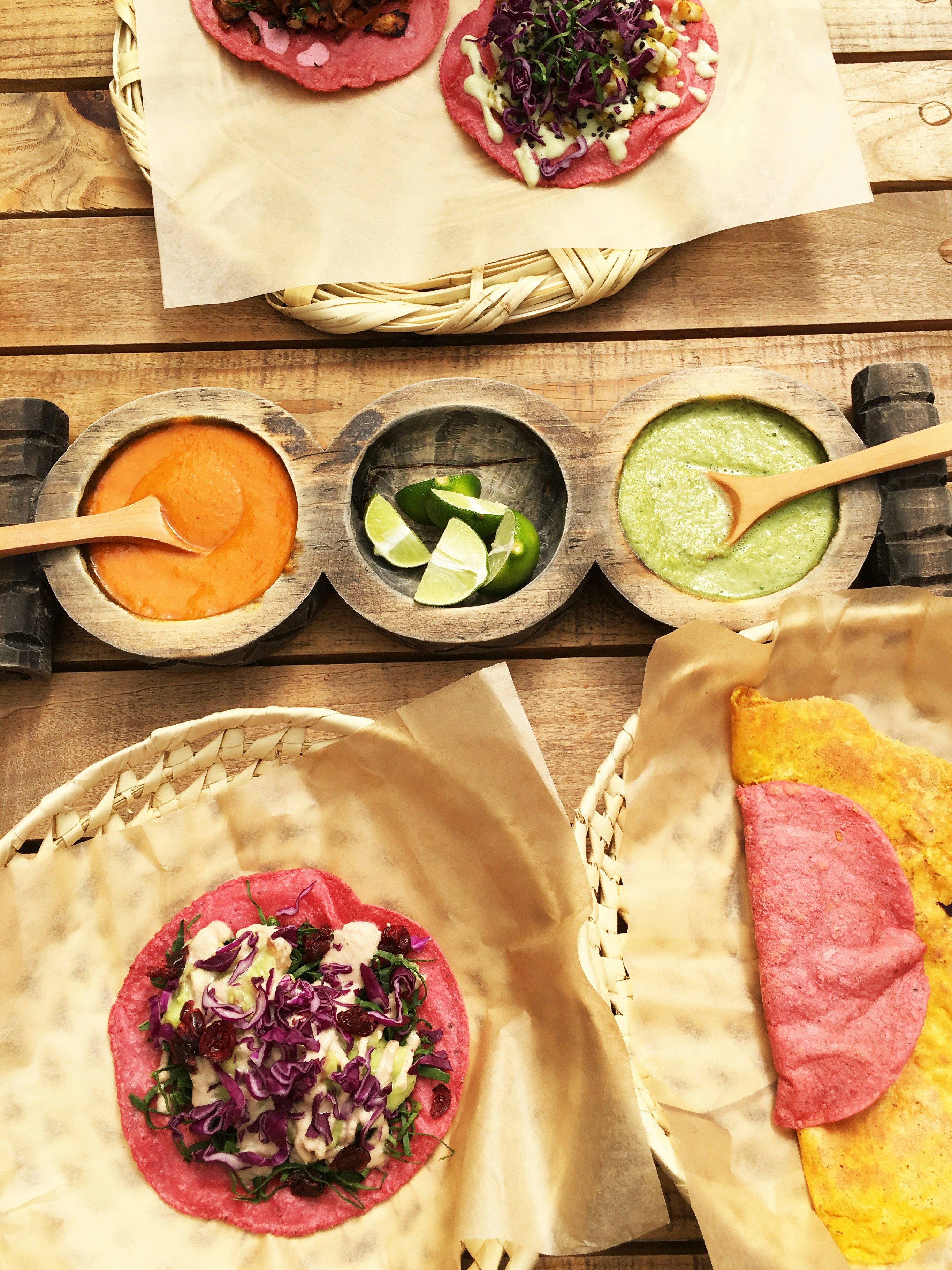 Colorful, appetizing dishes on a restaurant menu