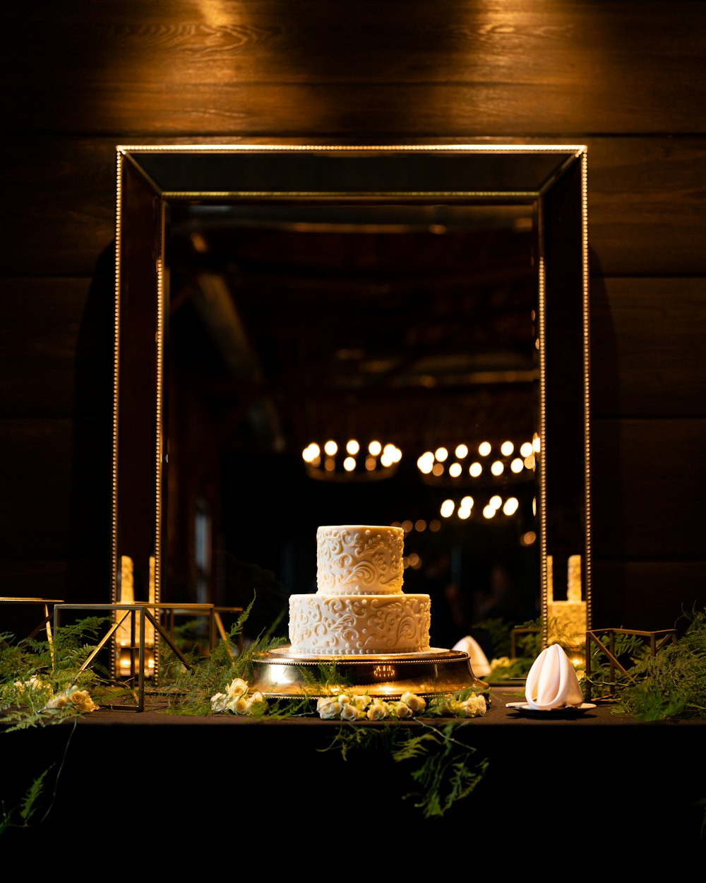 white and brown cake on white table