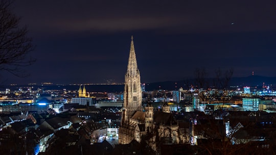 high rise building during night time in Freiburg im Breisgau Germany