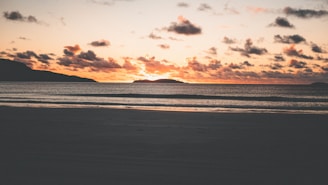 A breathtaking sunset over a tropical beach.