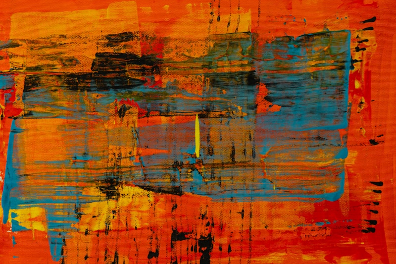 orange blue and yellow abstract painting