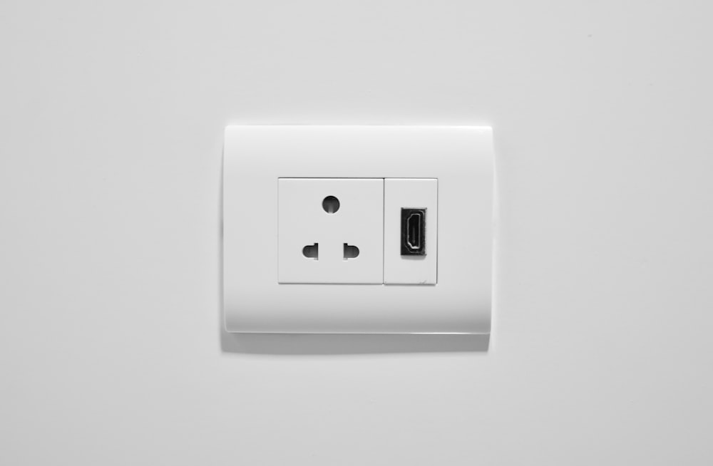 white wall mounted electric switch