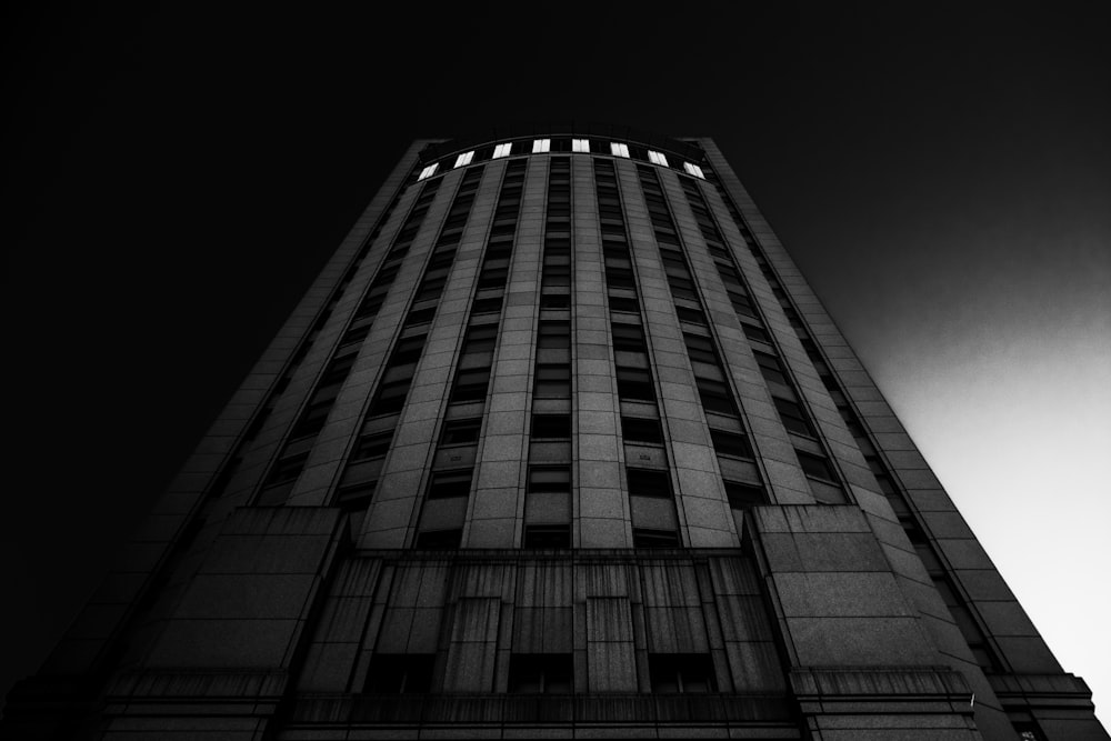 grayscale photo of high rise building