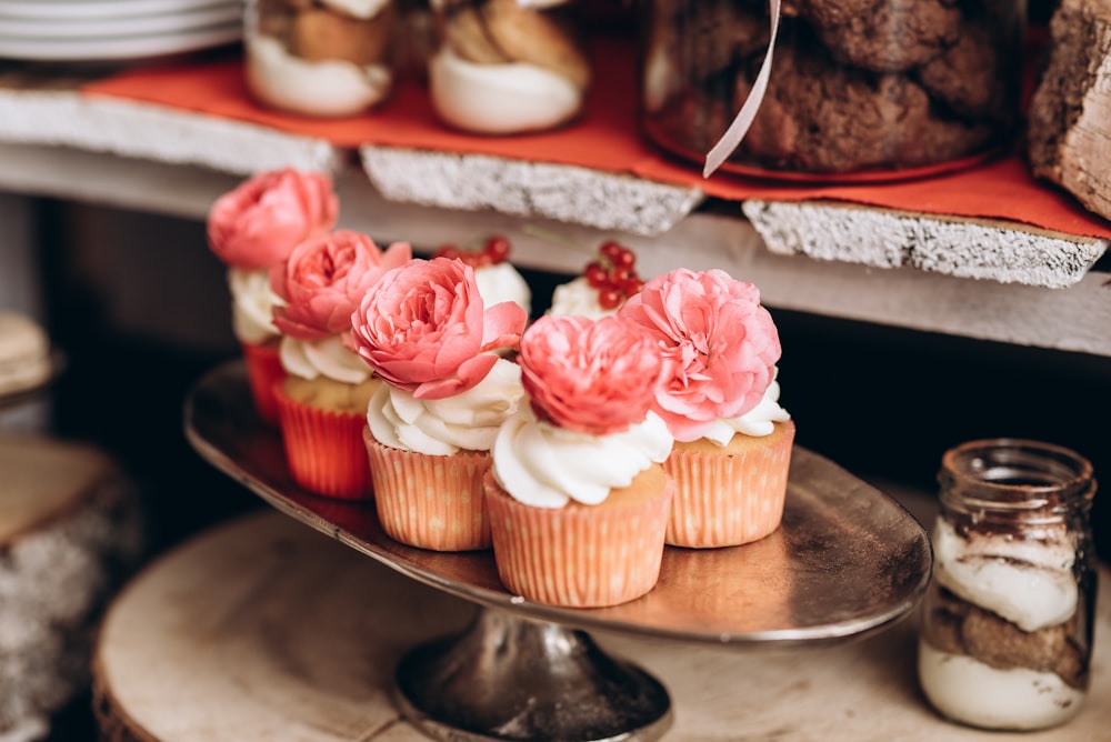 cupcakes on stainless steel tray