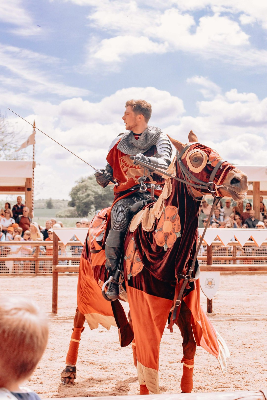 man in red and white long sleeve shirt riding horse during daytime