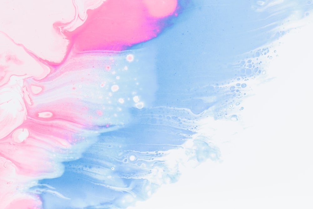 blue white and pink abstract painting