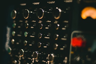 black audio mixer control panel