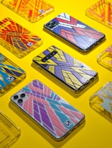 yellow red and blue iphone case