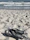 A pair of colorful handmade flip flops resting on a sandy beach with gentle waves in the background.
