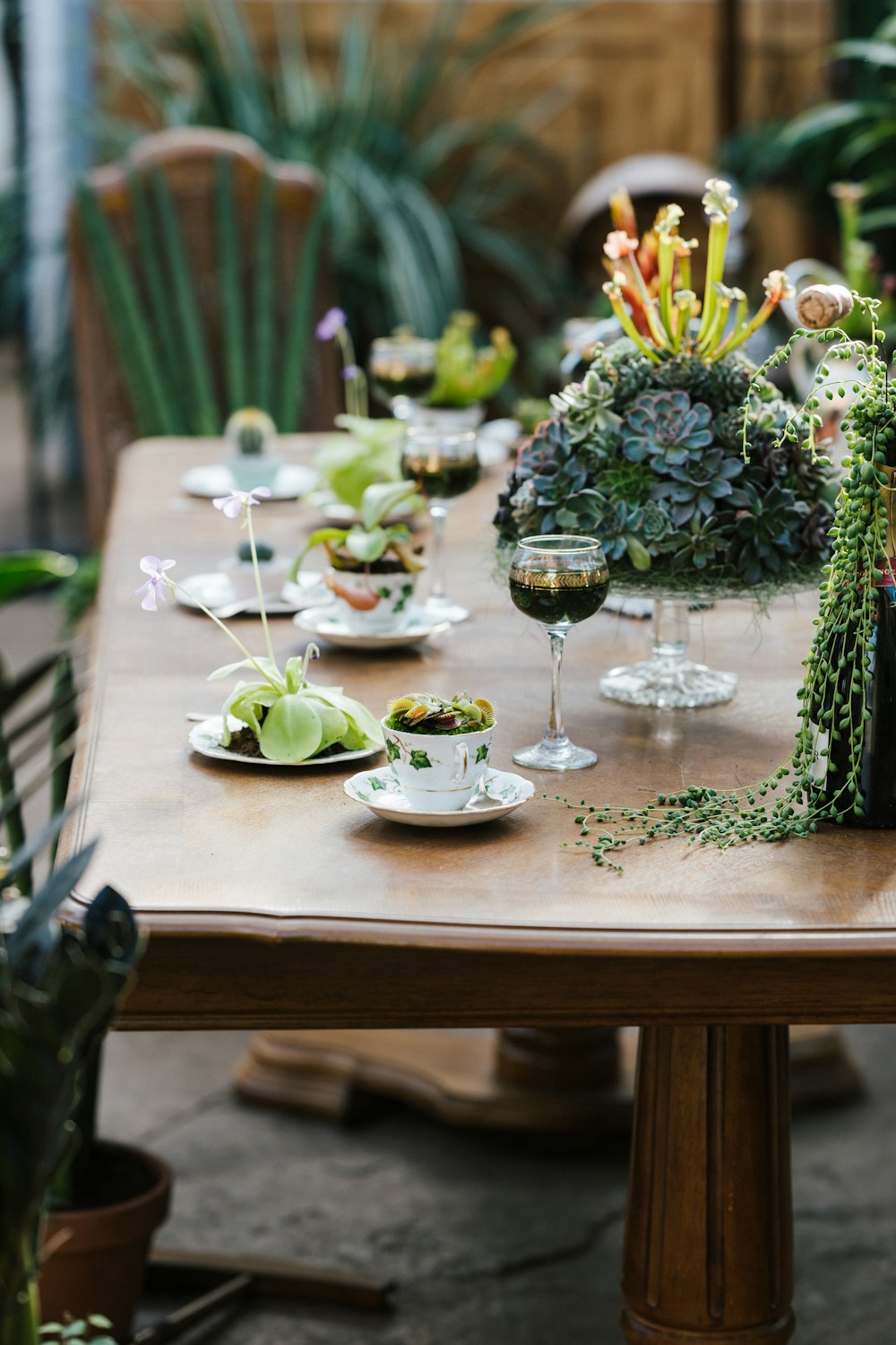 clear wine glass on brown wooden table