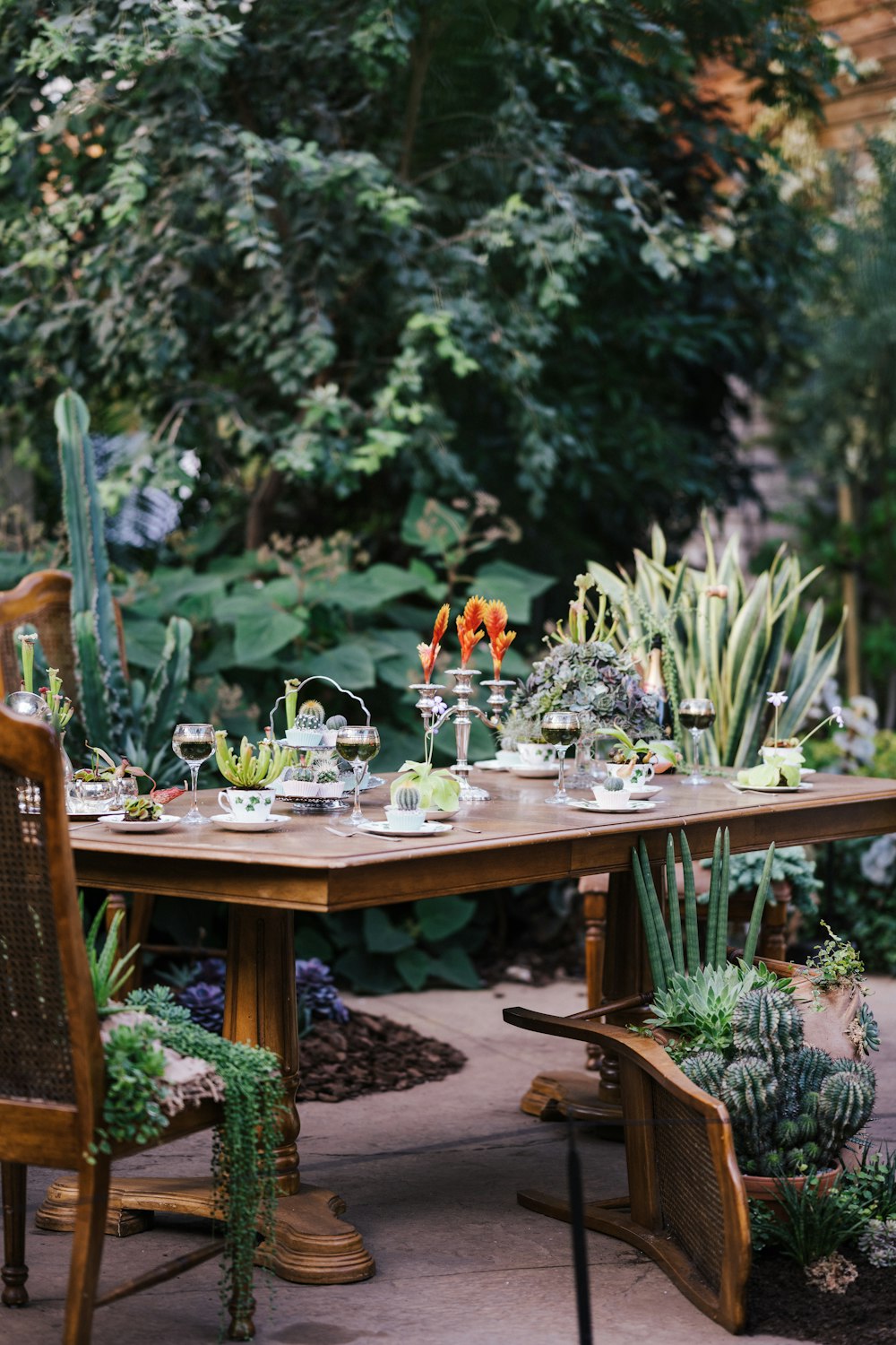 brown wooden table with chairs