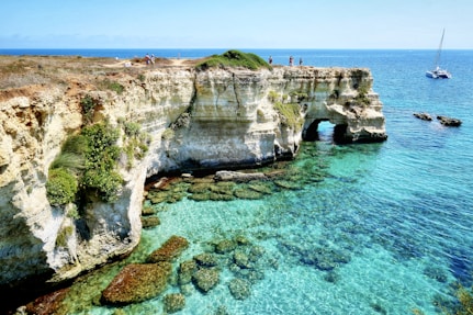 brown rock formation on blue sea during daytime