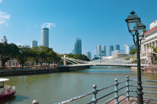 white and gray bridge over river during daytime in Merlion Park Singapore