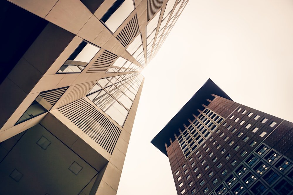 low angle photography of high rise building