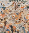white blue and brown floral textile