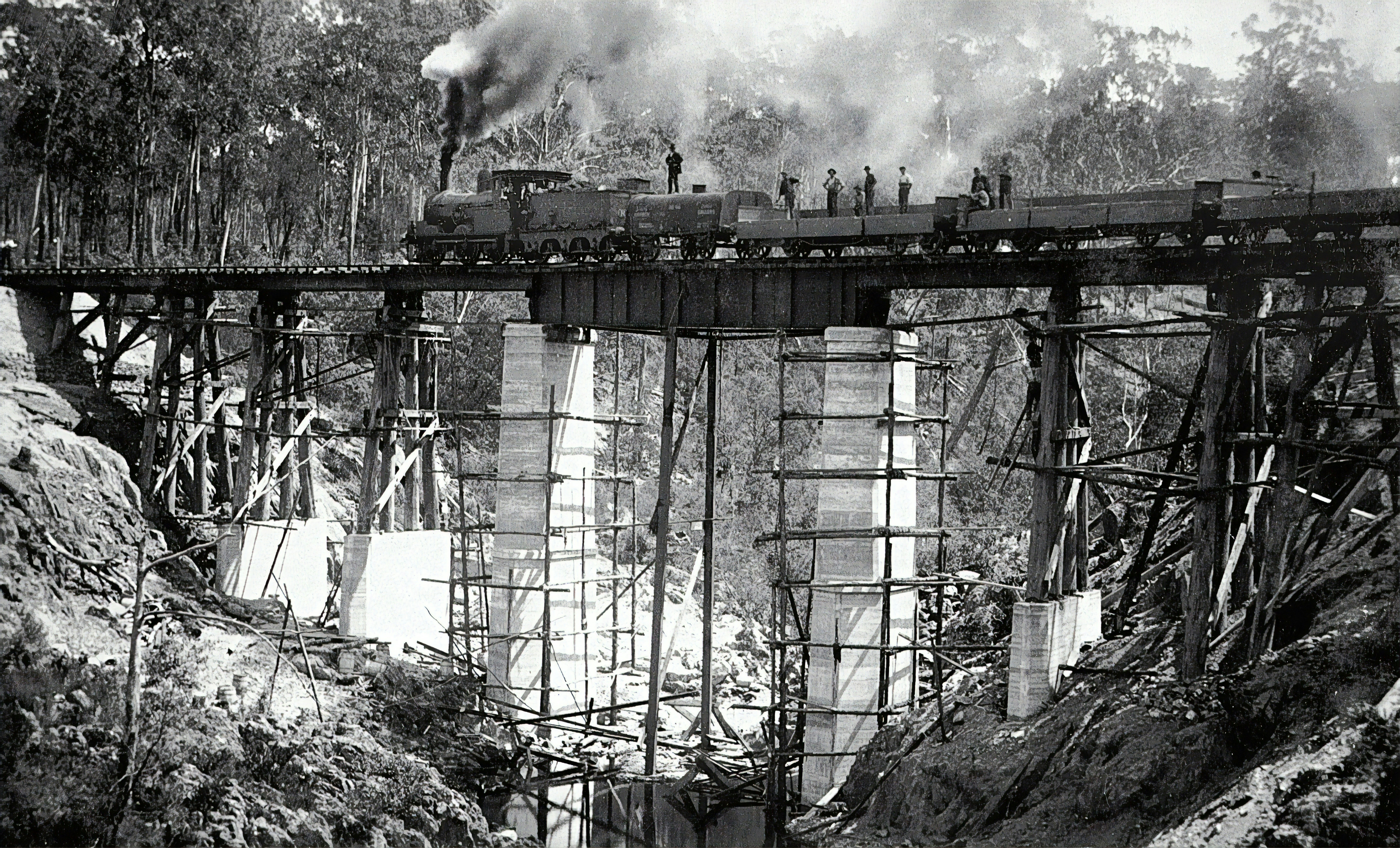 Boggy Creek bridge, Bairnsdale-Orbost line, circa 1914.