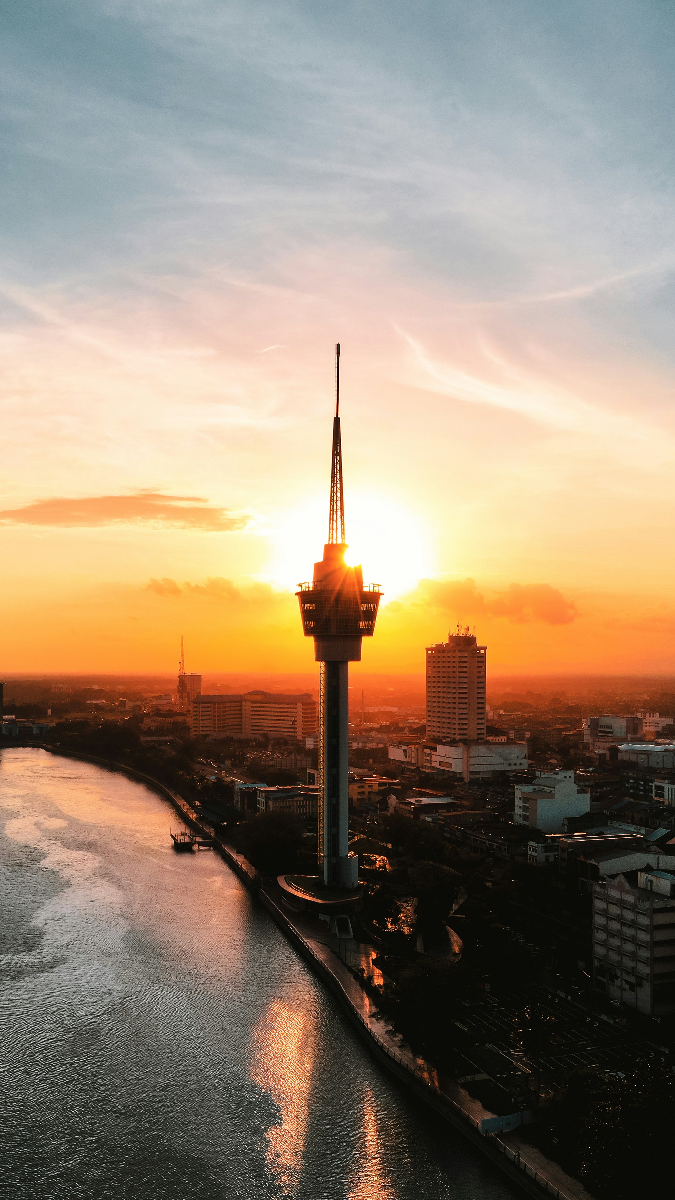 Sunset, Aerial view of Teruntum Tower, Kuala Lumpur