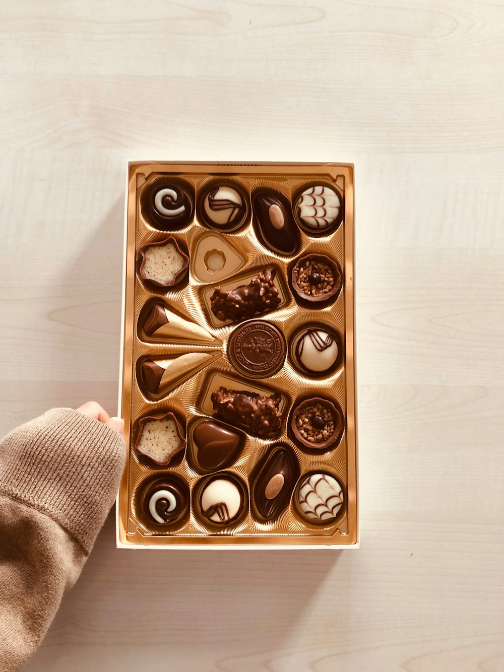 brown wooden tray with white ceramic round plate