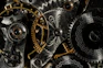 gold and black leather textile