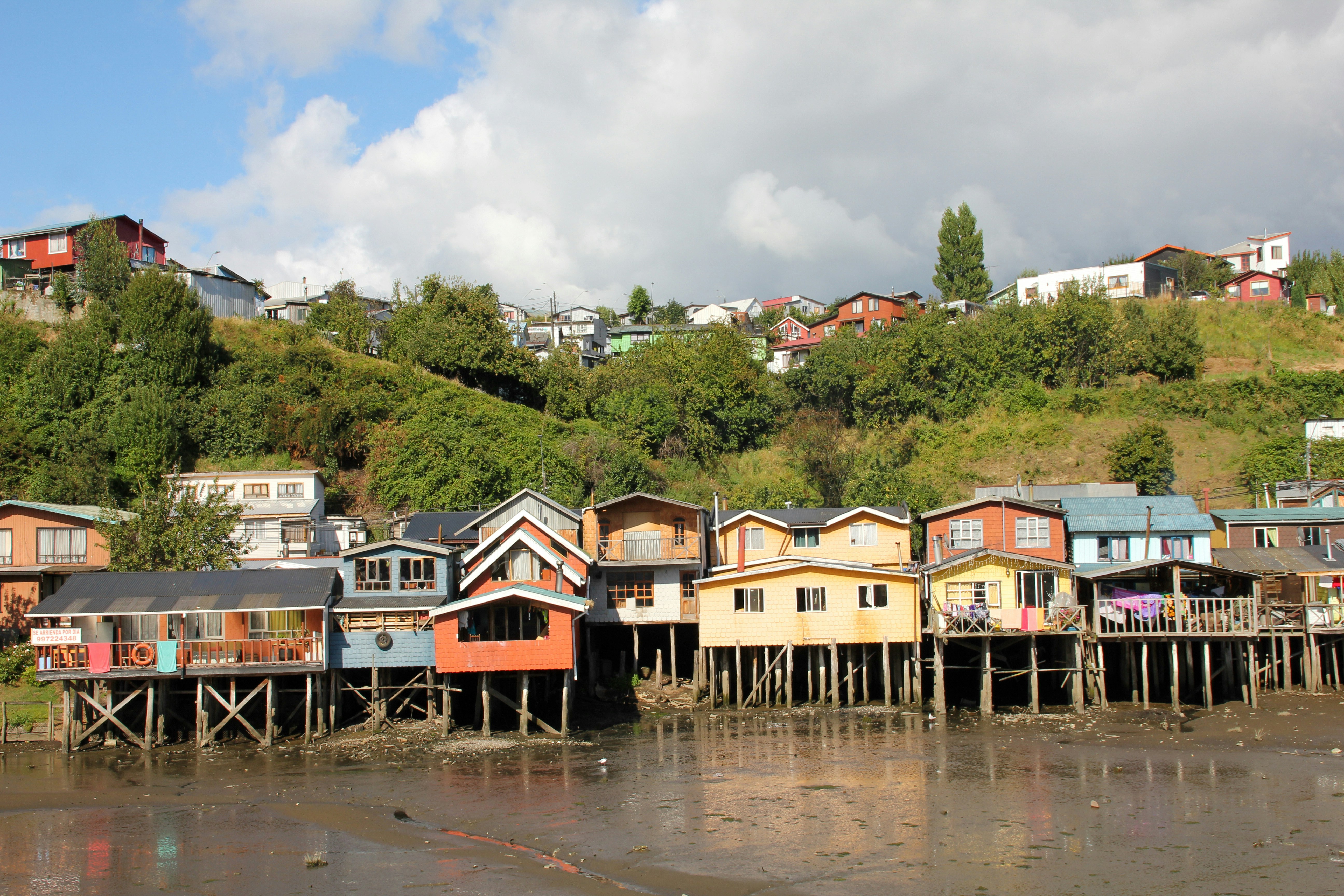 green and brown wooden houses on body of water during daytime