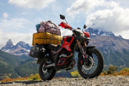 black and red naked motorcycle in Villa Cerro Castillo Chile