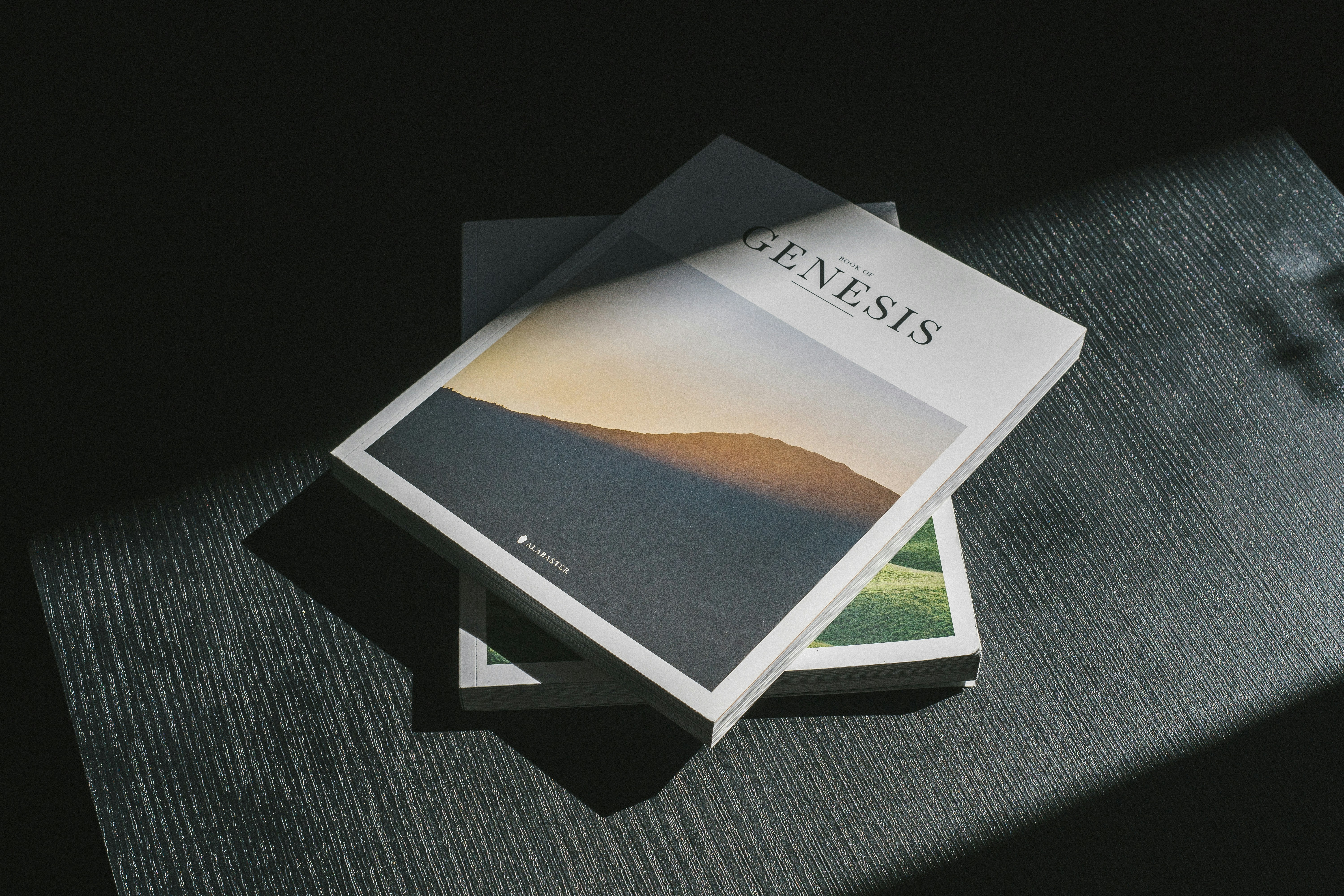 Book on black background