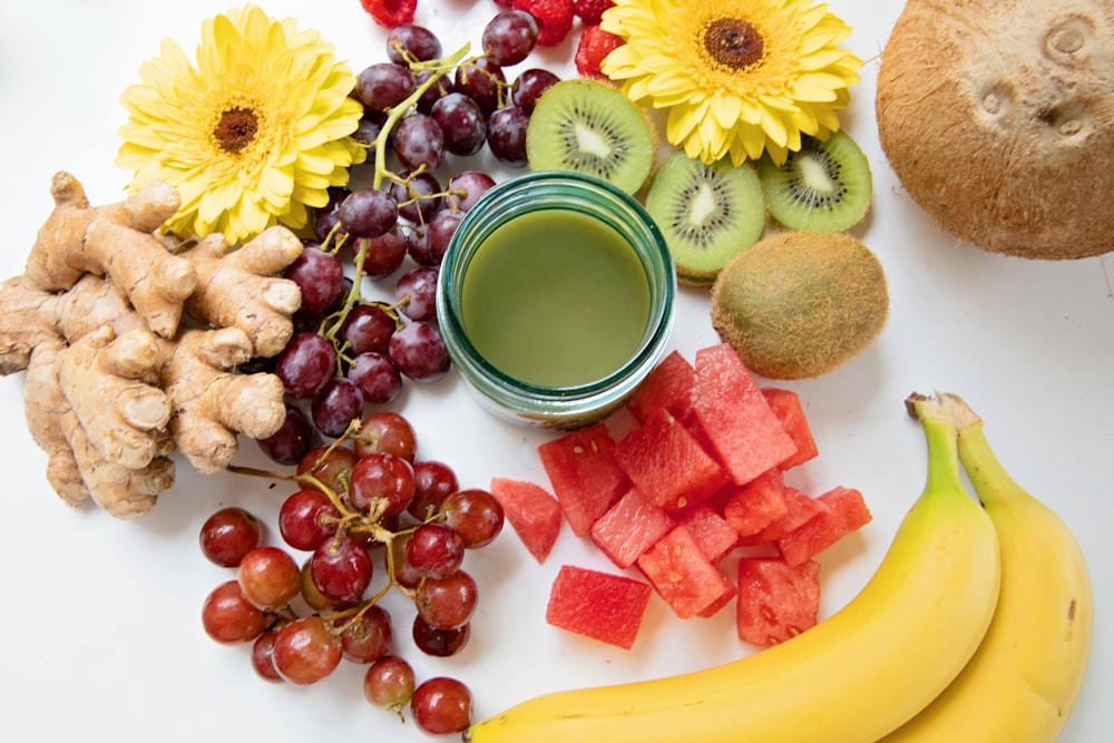 sliced fruits on yellow plate