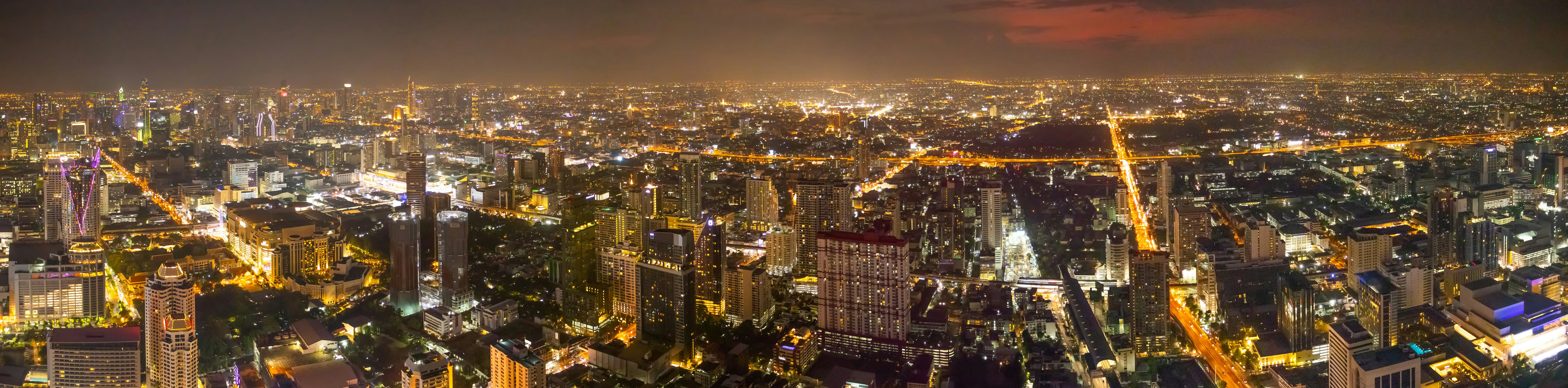 aerial view of city during night time
