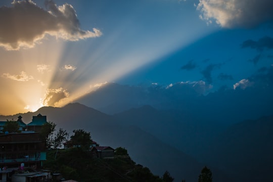 green trees and mountains under blue sky and white clouds during daytime in Narkanda India