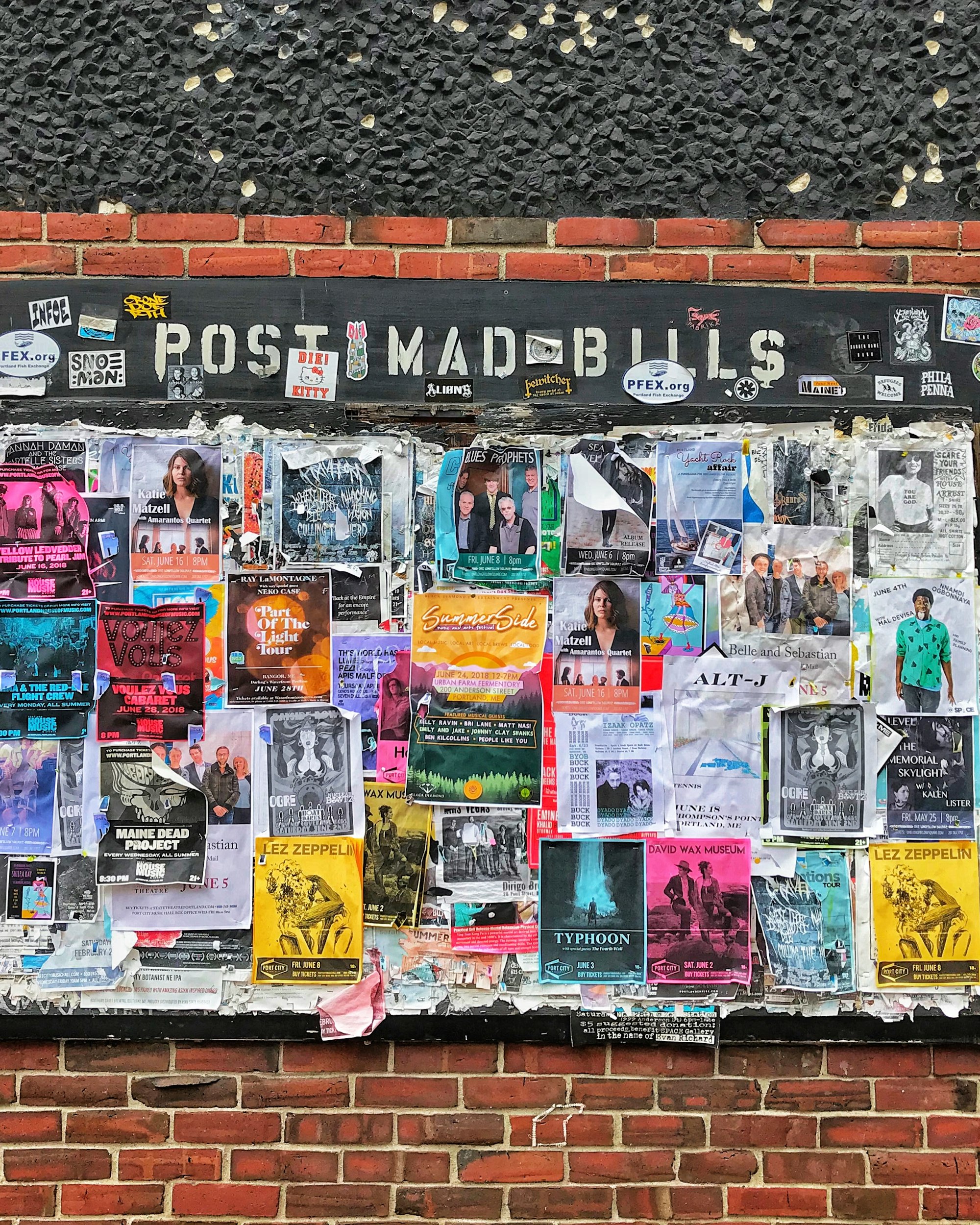 Post Mad Bills show board in Portland, Maine.