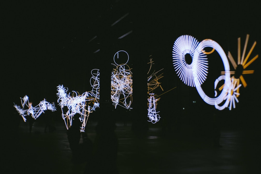 white and black ferris wheel with lights