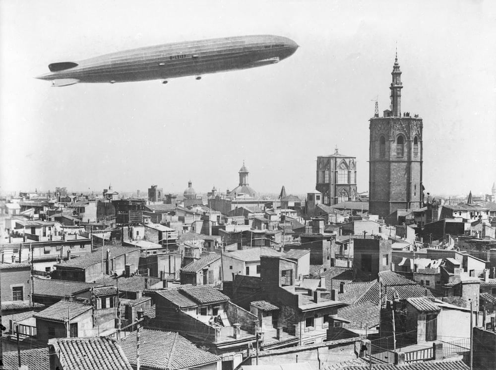 grayscale photo of city buildings