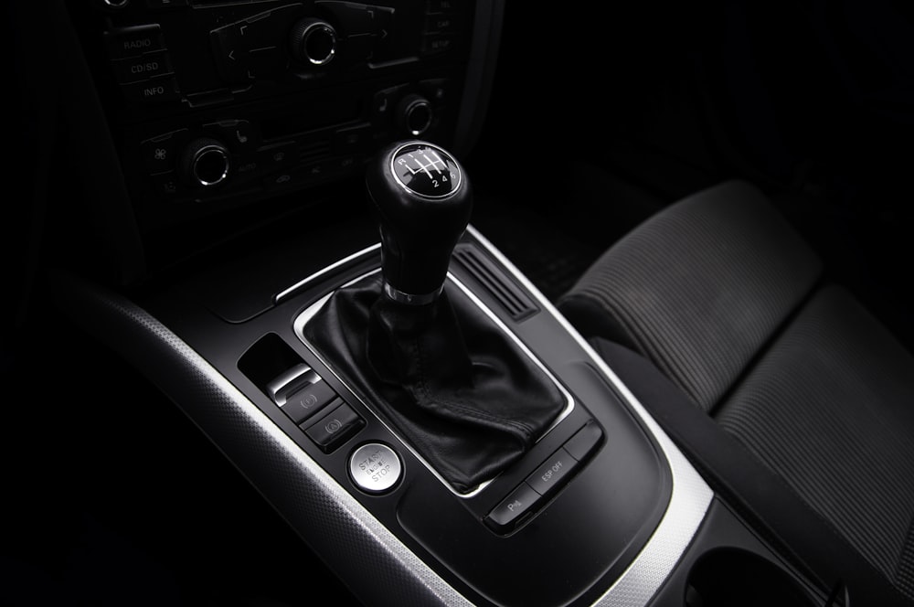 black car gear shift lever