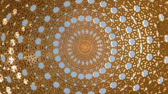 brown and white floral textile