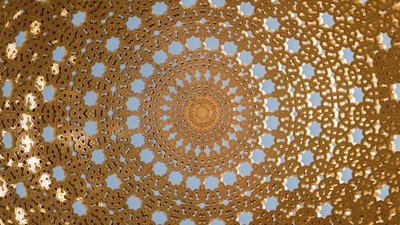 brown and white floral textile