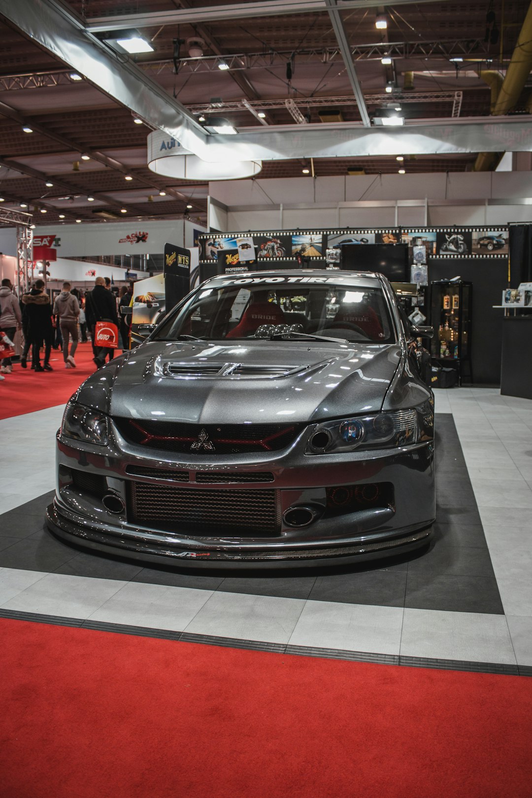 black chevrolet camaro in a mall