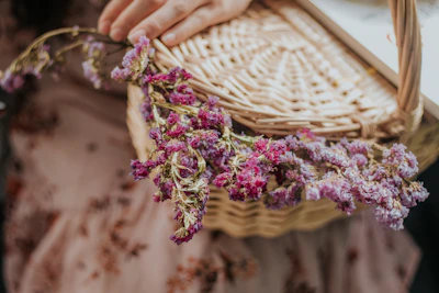Handcrafted product resting gently on a bed of fresh wildflowers.