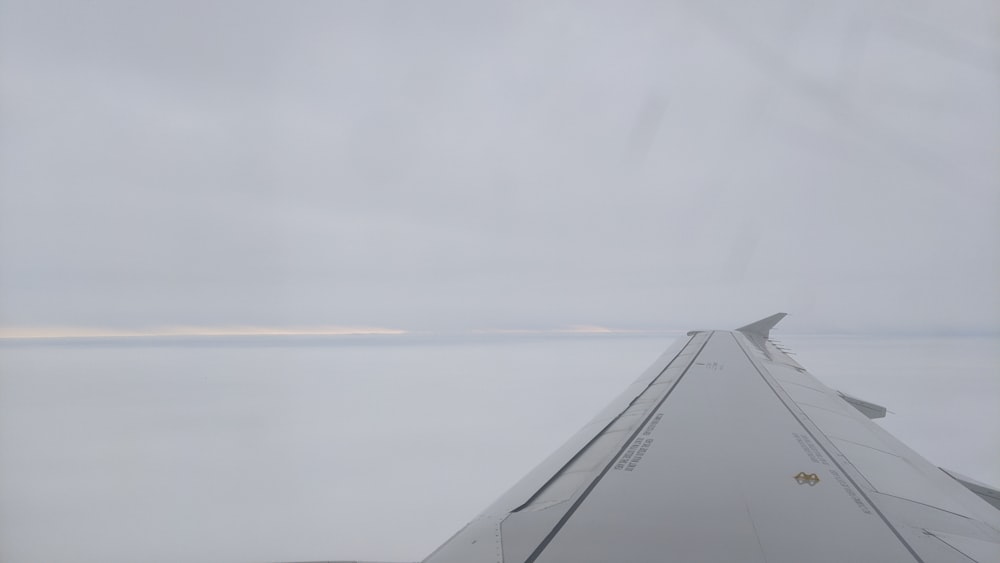 white airplane wing over the clouds