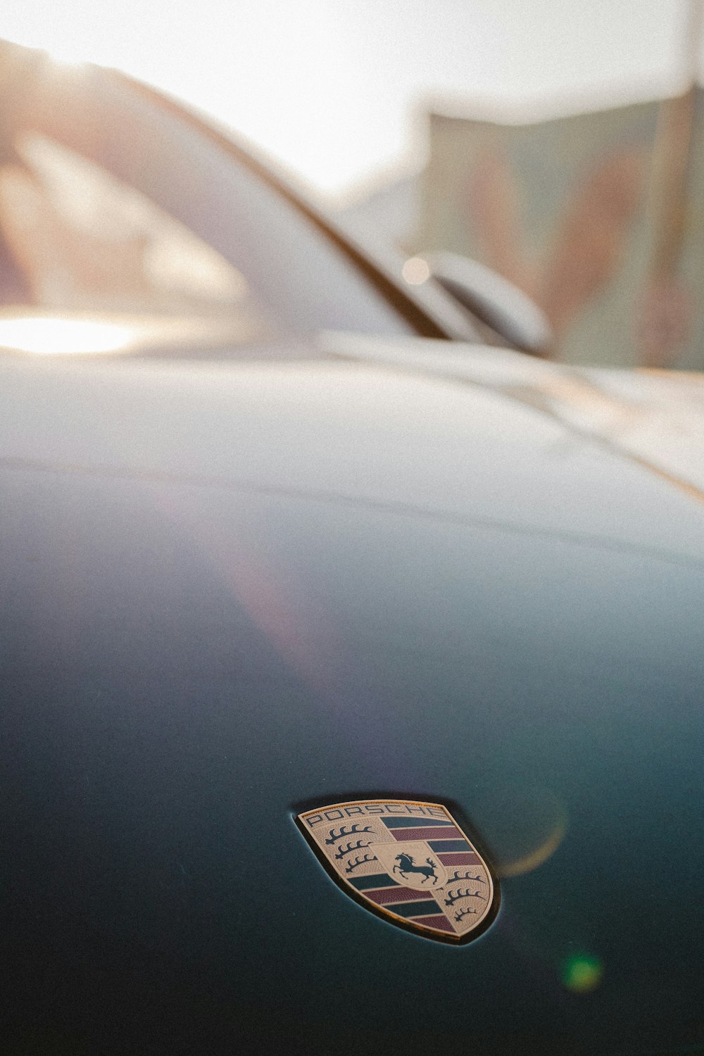 blue and white car door