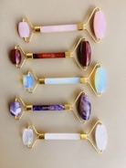 seven white and purple spoon