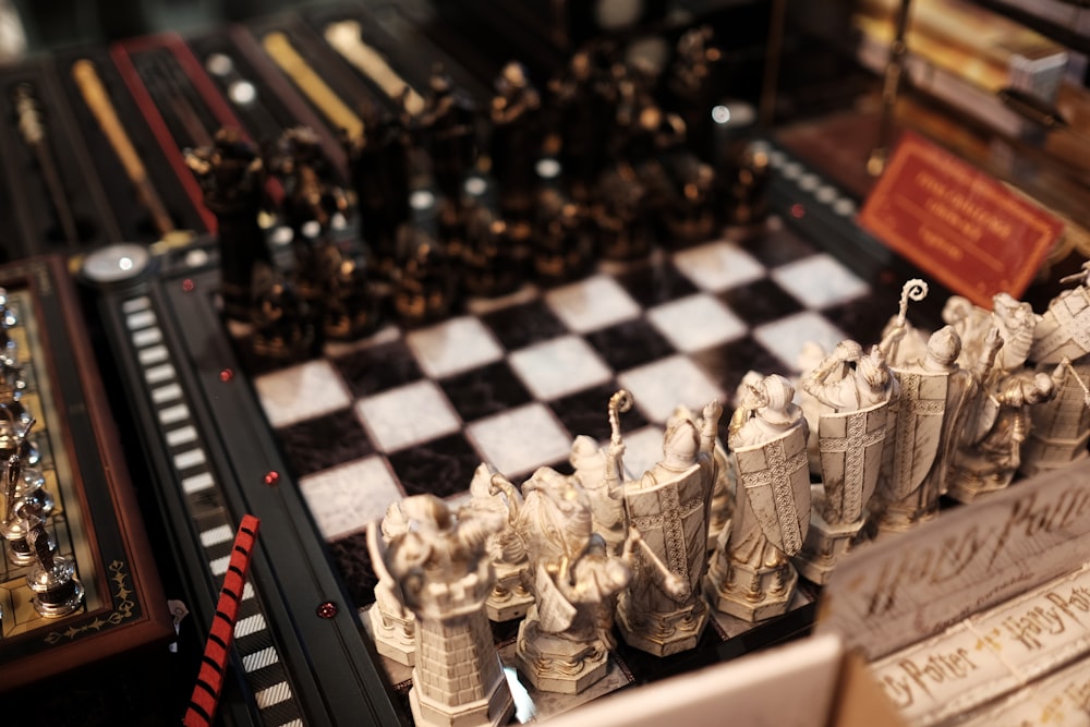 brown and black chess piece on chess board