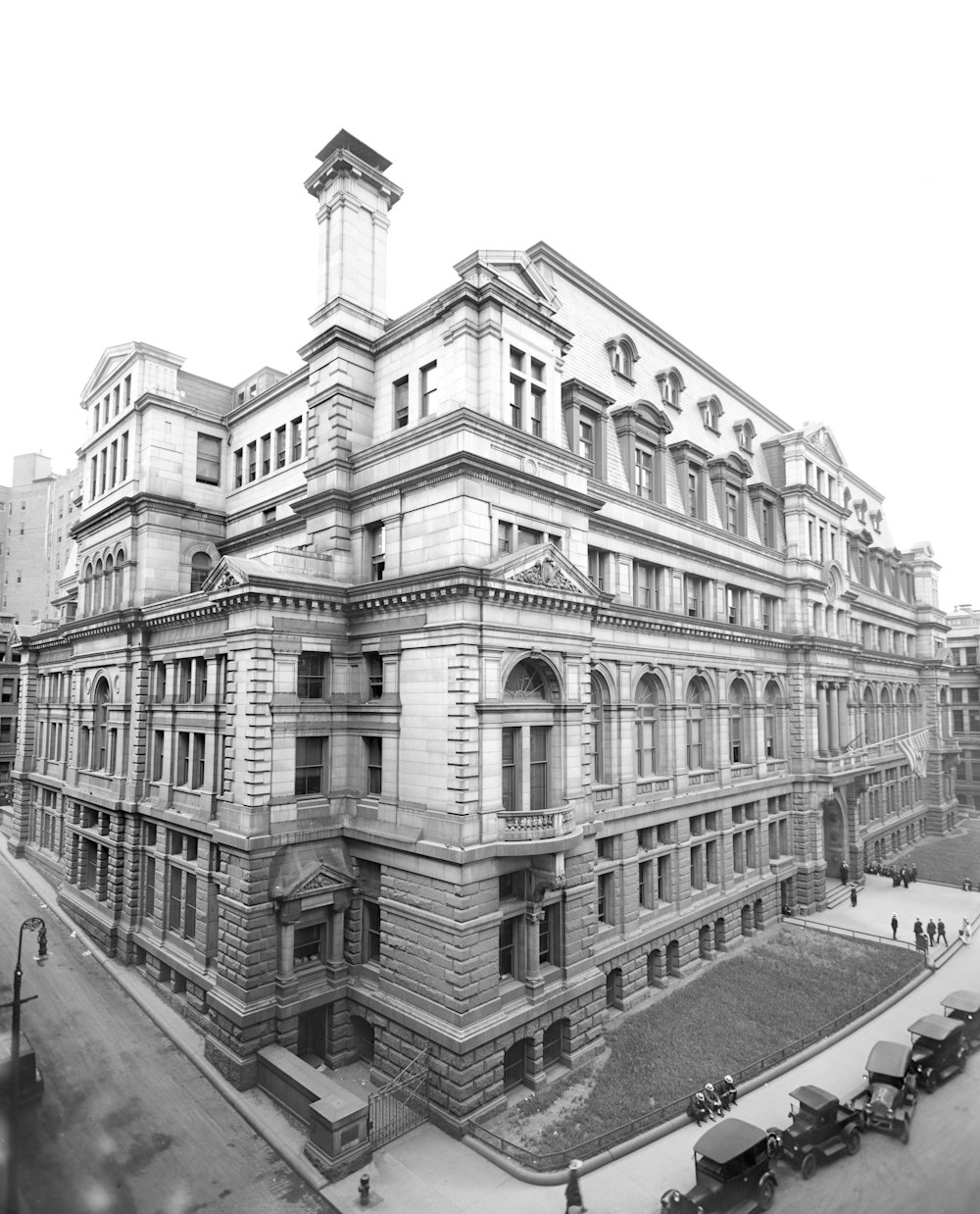 grayscale photo of concrete building