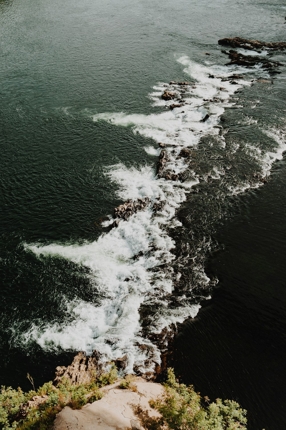 aerial view of ocean waves