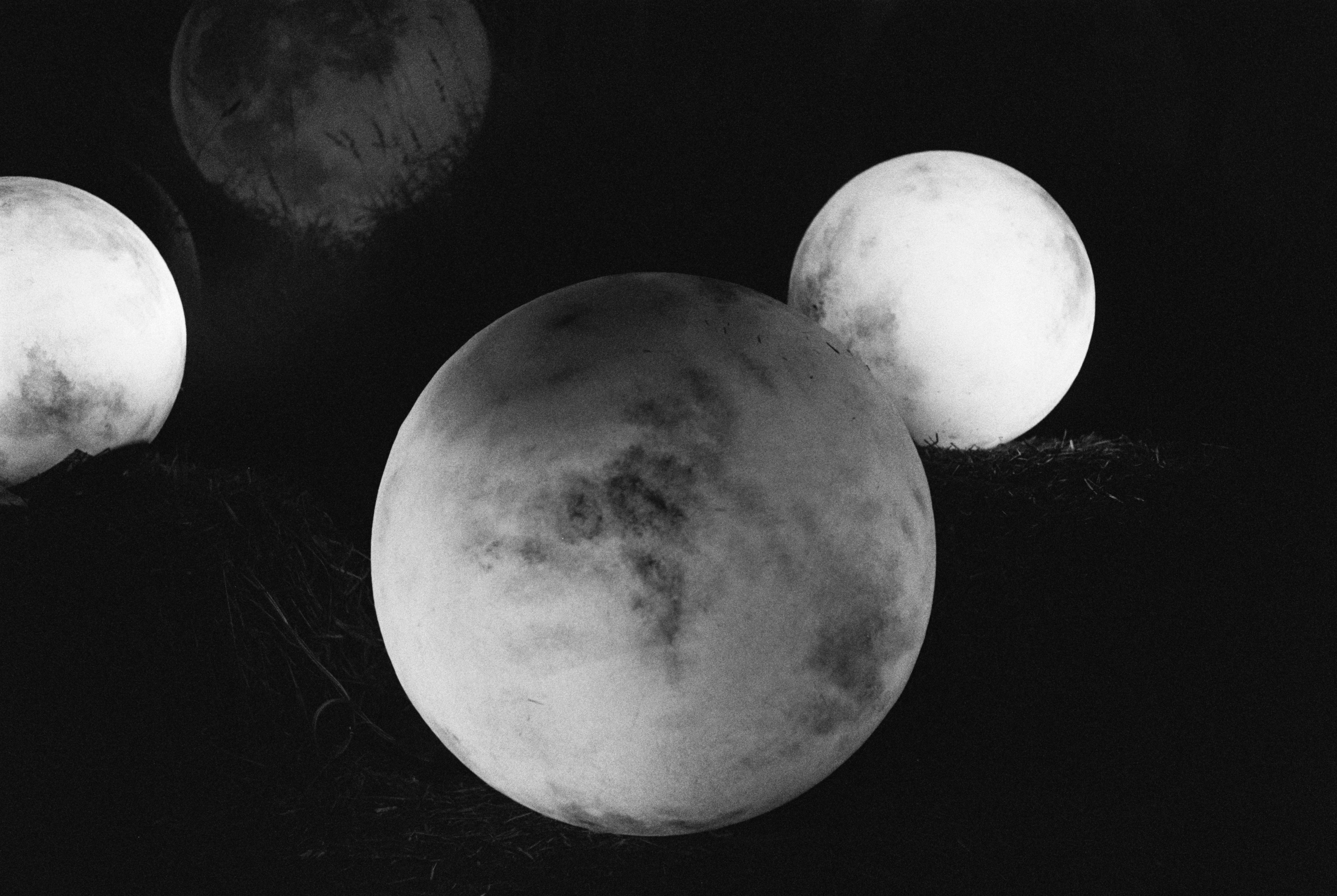 grayscale photo of full moon