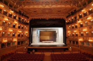 white and black wooden stage