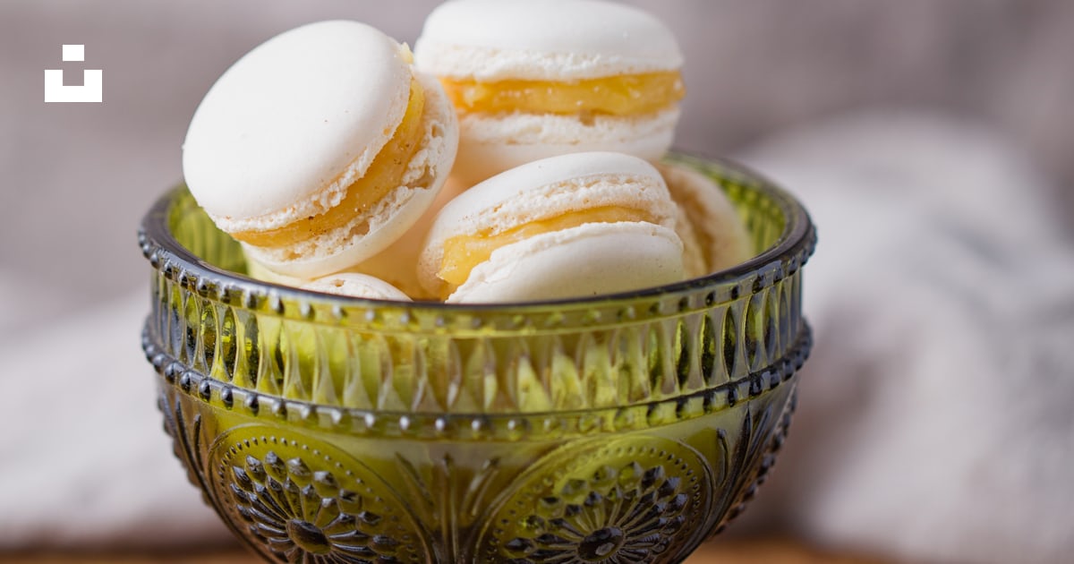 Yellow and white ceramic bowl with white and brown pastry photo – Free ...