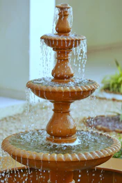 brown and white outdoor fountain