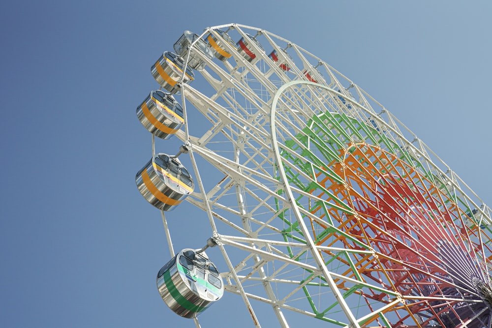 white and red ferris wheel under blue sky during daytime