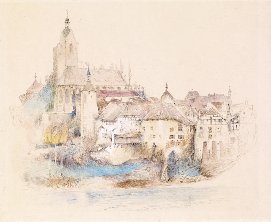 Lauffenburg on the Rhine, watercolour by John Ruskin, 1863